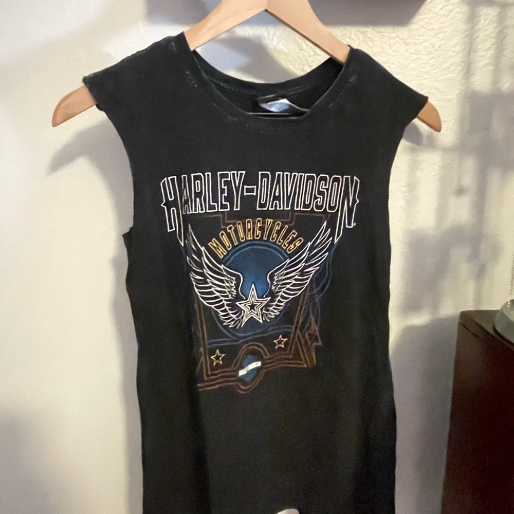 Harley-Davidson Women’s Black Muscle Tee Tank Top with Winged Logo